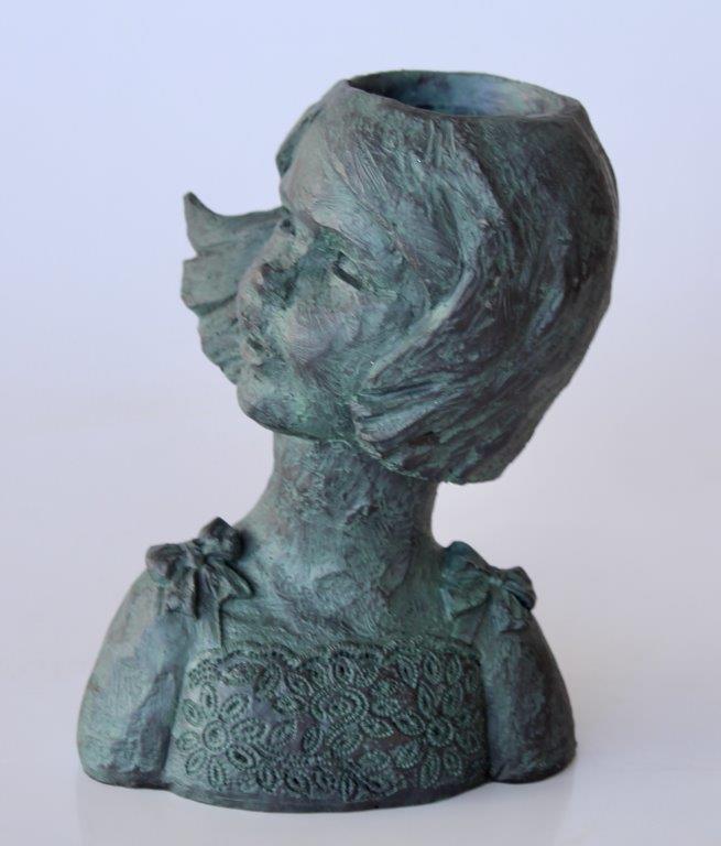 Green Resin Girl Planter